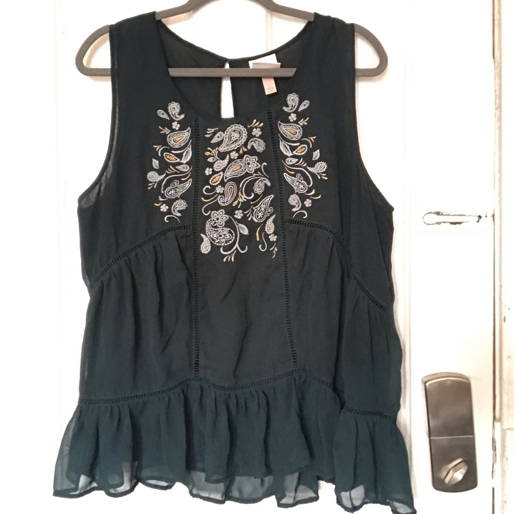 Awesome Green Embroidered Tank
